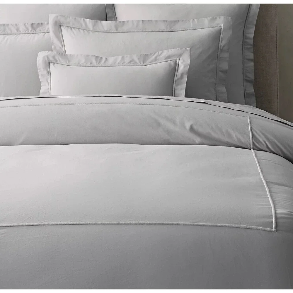 Restoration Hardware Italian Bold Satin Stitch Cotton Duvet Cover TWIN Morel New